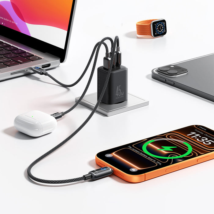 Зарядно за стена Joyroom JR-TO1 GaN 45 USB-C Lightning USB-A - черно