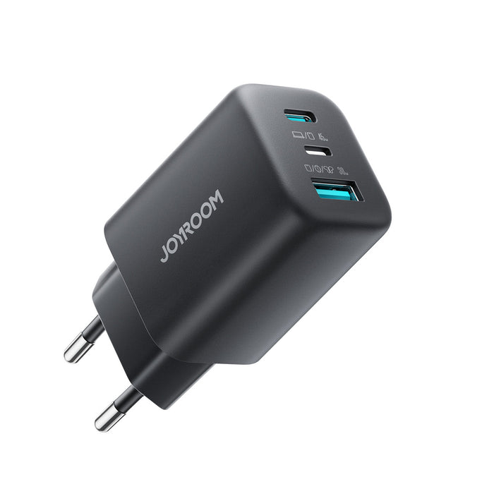 Зарядно за стена Joyroom JR-TO1 GaN 45 USB-C Lightning USB-A - черно