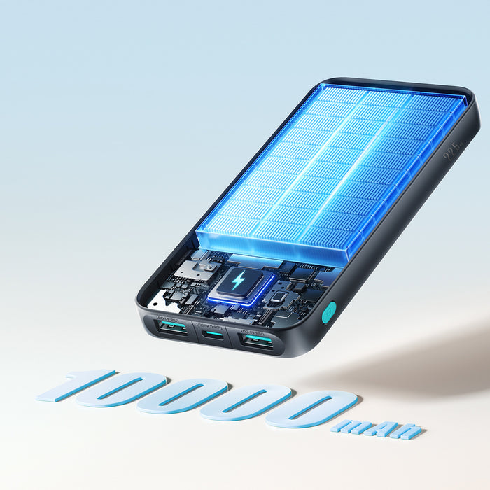 Joyroom JR-PBF12 Pro Преносима батерия Powerbank 22.5W 10000mAh с дигитален дисплей 2x USB-A 1x USB-C - Черен