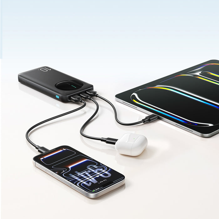 Joyroom JR-PBF12 Pro Преносима батерия Powerbank 22.5W 10000mAh с дигитален дисплей 2x USB-A 1x USB-C - Черен