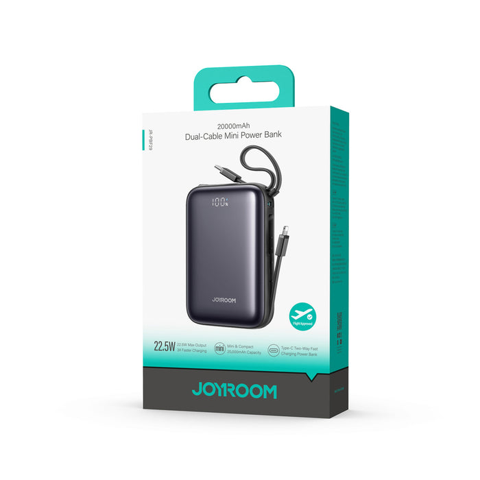Външна батерия Joyroom JR-PBF29 20000mAh 22.5W с двоен кабел - черна