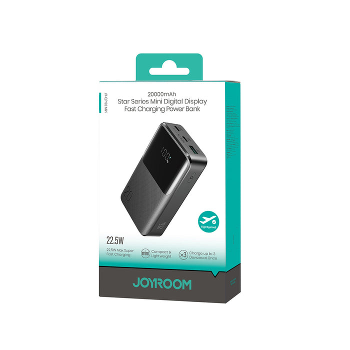 Joyroom JR-QP192 Star Series Mini 20000mAh 22.5W Преносима батерия Powerbank с дигитален дисплей - черен