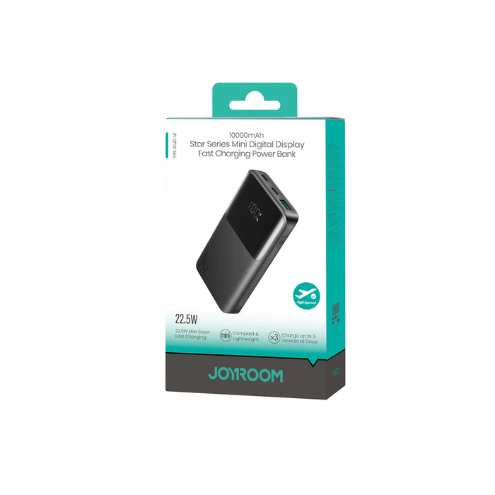 Joyroom JR-QP191 Star Series Mini 10000mAh 22.5W Преносима батерия Powerbank с дигитален дисплей - черен