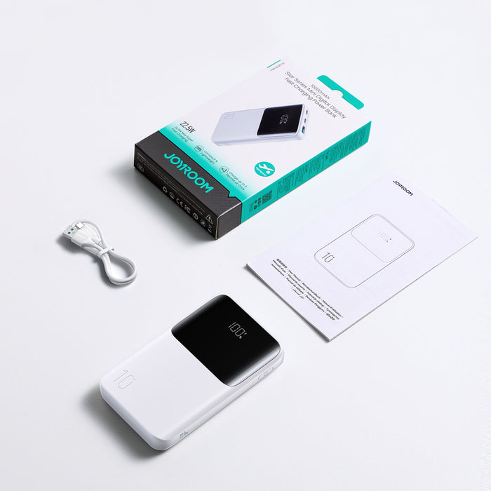 Joyroom JR-QP191 Star Series Mini 10000mAh 22.5W Преносима батерия Powerbank с дигитален дисплей - бял