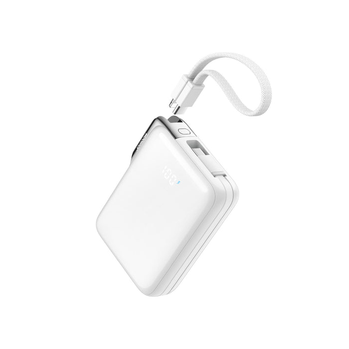 Външна батерия Joyroom JR-PBF27 Pro 10000mAh 30W с вграден USB-C кабел и допълнителен двупосочен USB-C към Lightning кабел - бяла