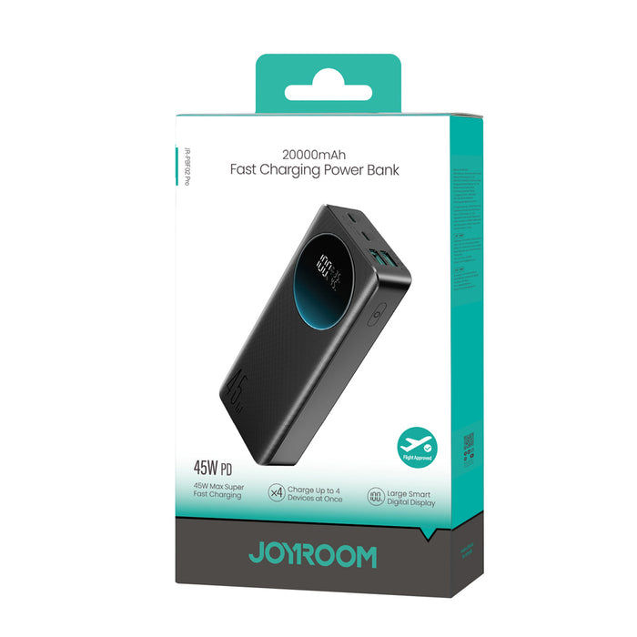 Външна батерия Joyroom JR-PBF02 Pro 20000 mAh 45W с дигитален дисплей 2x USB-A 2x USB-C - Черна