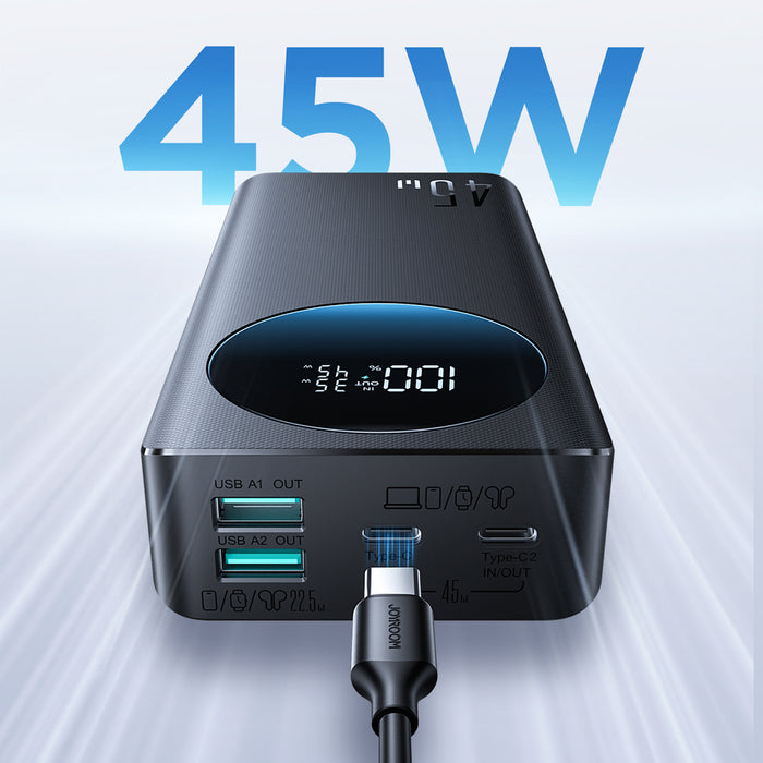 Външна батерия Joyroom JR-PBF02 Pro 20000 mAh 45W с дигитален дисплей 2x USB-A 2x USB-C - Черна