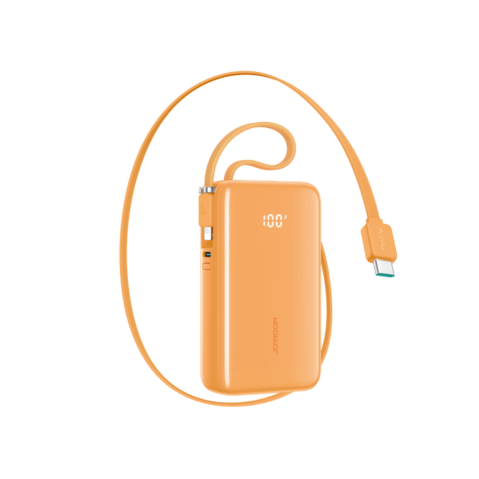 Външна батерия Joyroom JR-PR2 35W 10000mAh с вградени USB-C и Lightning кабели - оранжева