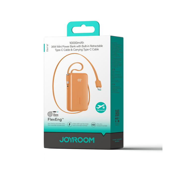 Външна батерия Joyroom JR-PR2L 35W 10000mAh с вградени USB-C кабели - оранжева