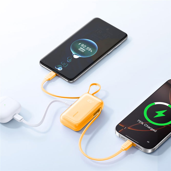 Външна батерия Joyroom JR-PR2L 35W 10000mAh с вградени USB-C кабели - оранжева