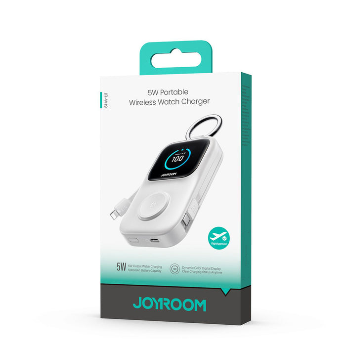 Външна батерия Joyroom JR-W19 5000mAh с 5W безжично зареждане на часовник - бяла