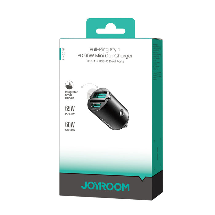 Joyroom JR-CCN18 65W A+C мини зарядно за кола с пулверизатор, черно