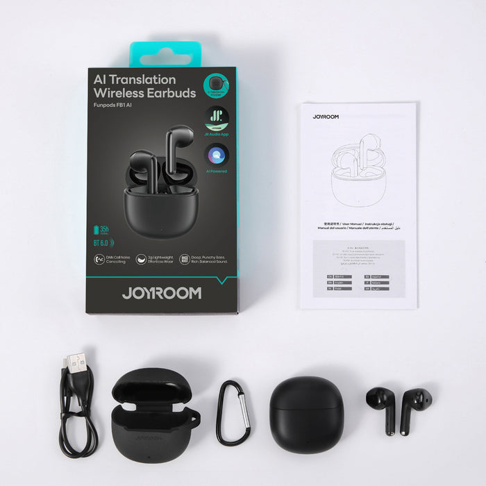 Joyroom JR-FB1 Funpods Bluetooth 6.0 TWS безжични слушалки с AI функции - черни