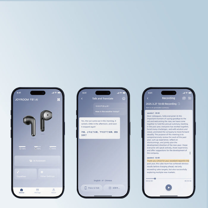 Joyroom JR-FB1 Funpods Bluetooth 6.0 TWS безжични слушалки с AI функции - бели