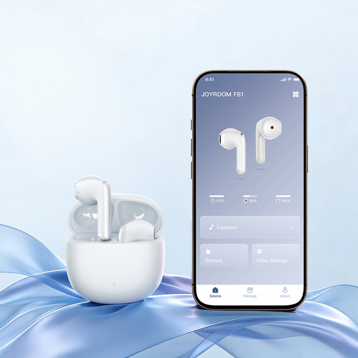 Joyroom JR-FB1 Funpods Bluetooth 6.0 TWS безжични слушалки с AI функции - бели