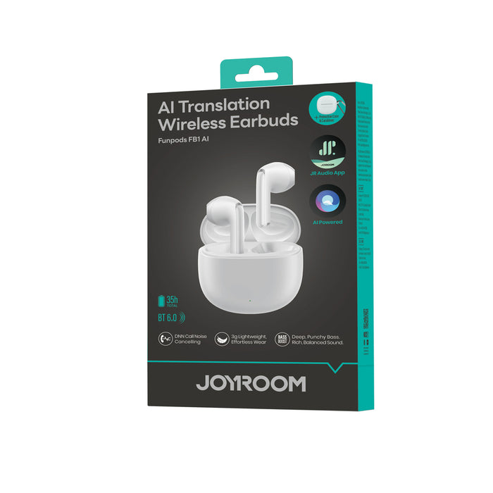 Joyroom JR-FB1 Funpods Bluetooth 6.0 TWS безжични слушалки с AI функции - бели
