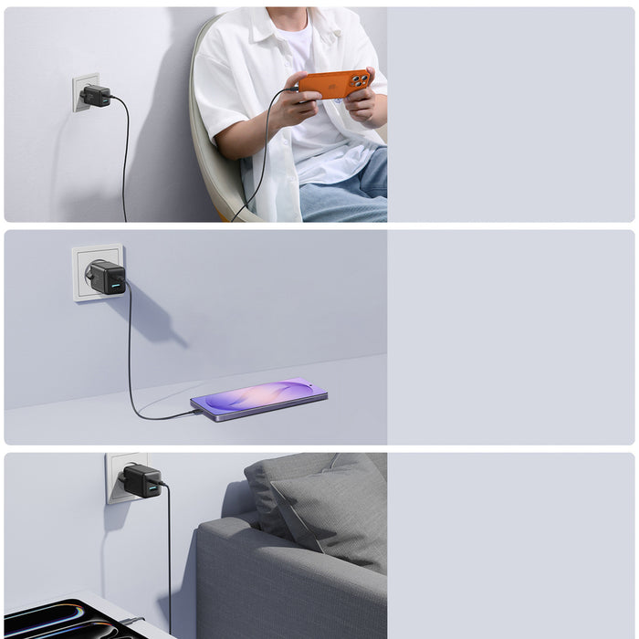 Зарядно за стена Joyroom JR-TG8 GaN 45W USB-C + USB-A - черно