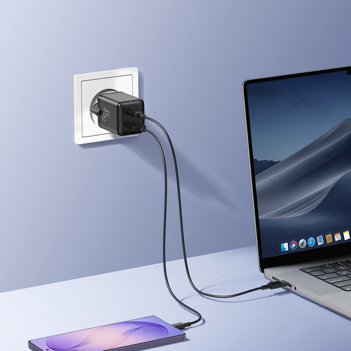 Зарядно за стена Joyroom JR-TG8 GaN 45W USB-C + USB-A - черно