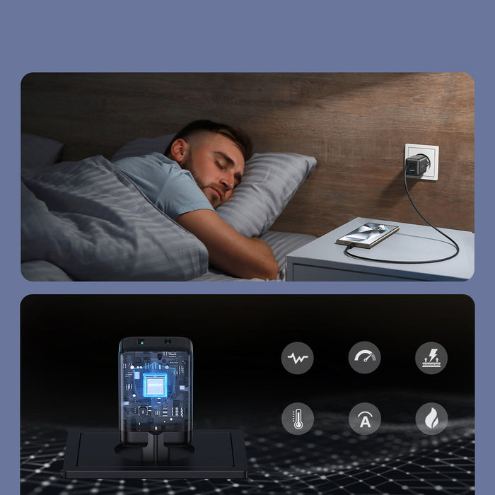 Зарядно за стена Joyroom JR-TG8 GaN 45W USB-C + USB-A - черно