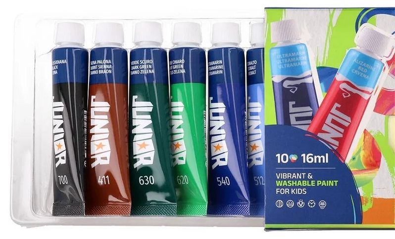 Темперни бои Junior - Brillio, 10 цвята х 16 ml