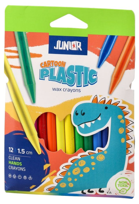 Восъчни пастели Junior - Cartoon Plastic, 12 цвята