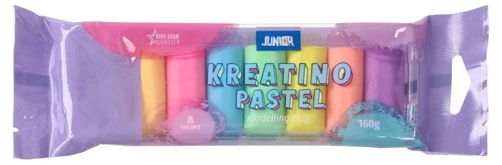 Пластилин Junior Kreatino - 8 пастелни цвята, 160 g