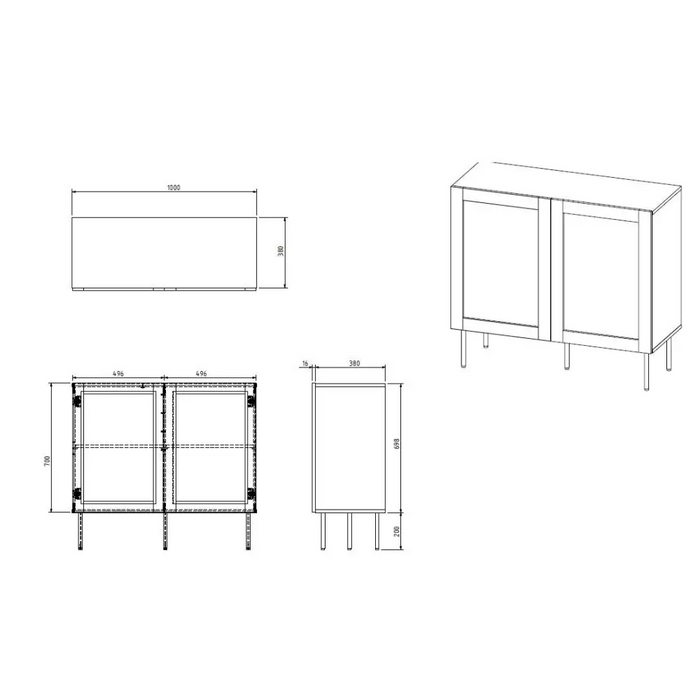 JUTA 2D скрин 100x39.5x90 черен + линол калабрия