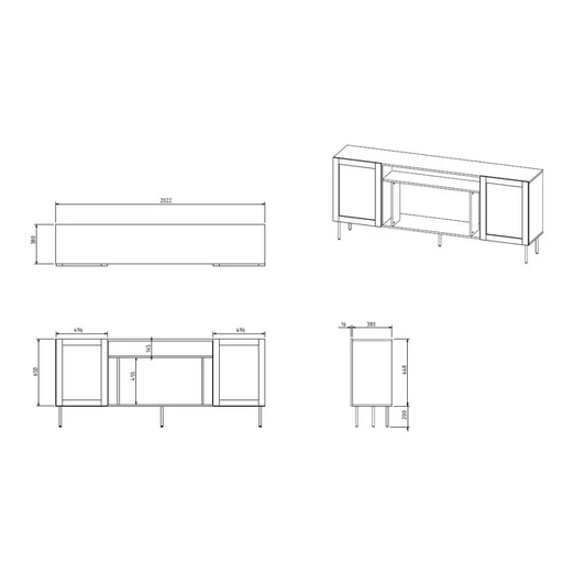 JUTA EF скрин + електрическа камина 202x39.5x85 черен