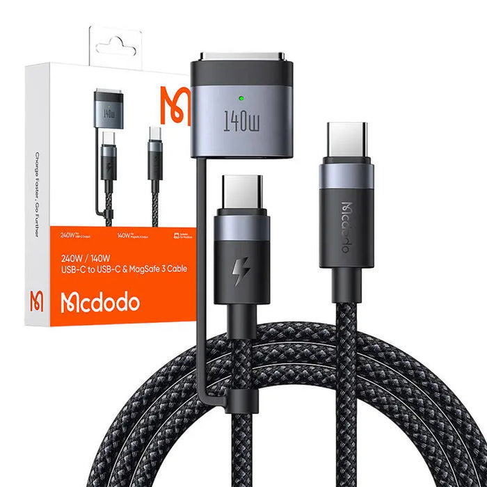 Кабел 2в1 USB-C / USB-C + Magsafe 3 Mcdodo CA-0140 2m черен