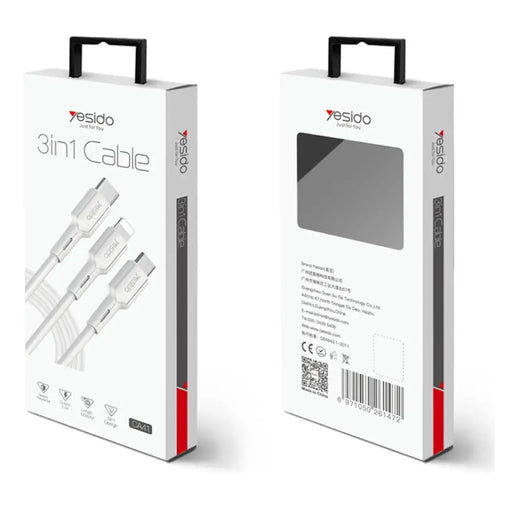 КАБЕЛ 3 В 1 IPHONE / MICRO USB / USB-C YESIDO