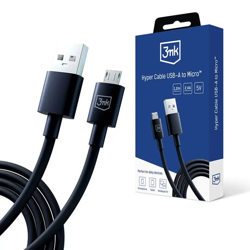 Кабел 3mk Hyper Cable USB-A към micro USB 5V 2.4A 1.2m черен