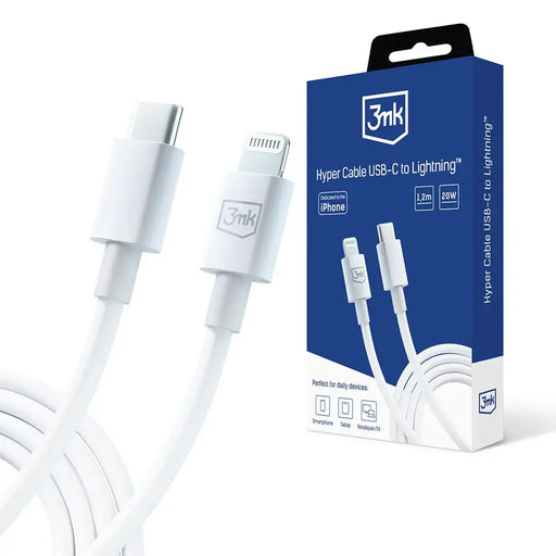 Кабел 3mk Hyper Cable USB-C към Lightning 20W 1.2m бял