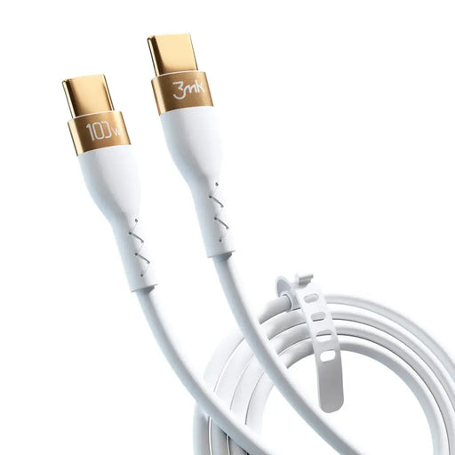 Кабел 3mk Hyper Silicone Cable USB-C / USB-C 100W 2m бял