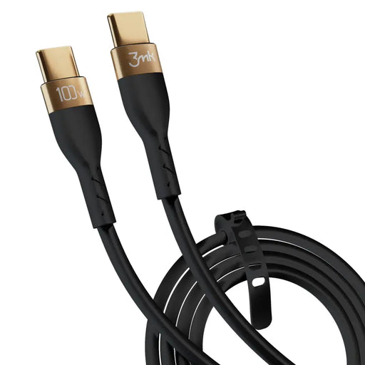 Кабел 3mk Hyper Silicone Cable USB-C / USB-C 100W 2m черен