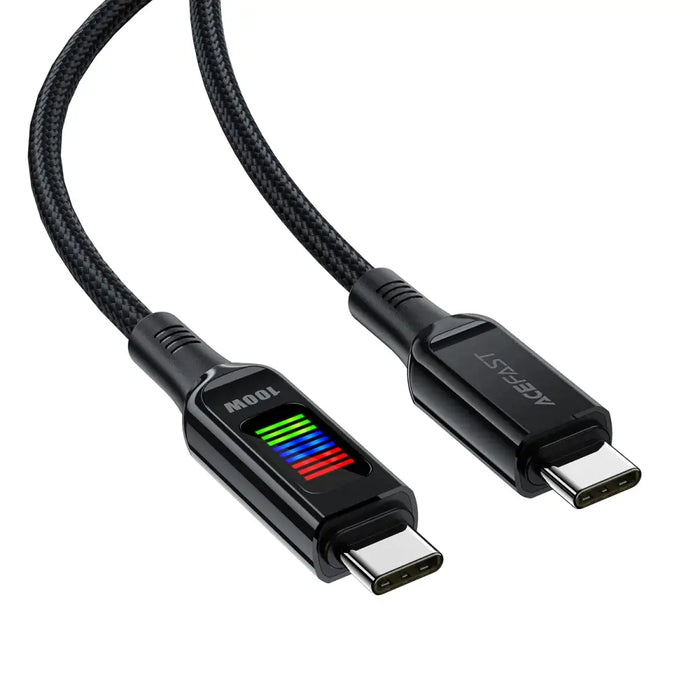 Кабел Acefast C7 - 03 USB - C към 100W 1.2m с дисплей черен