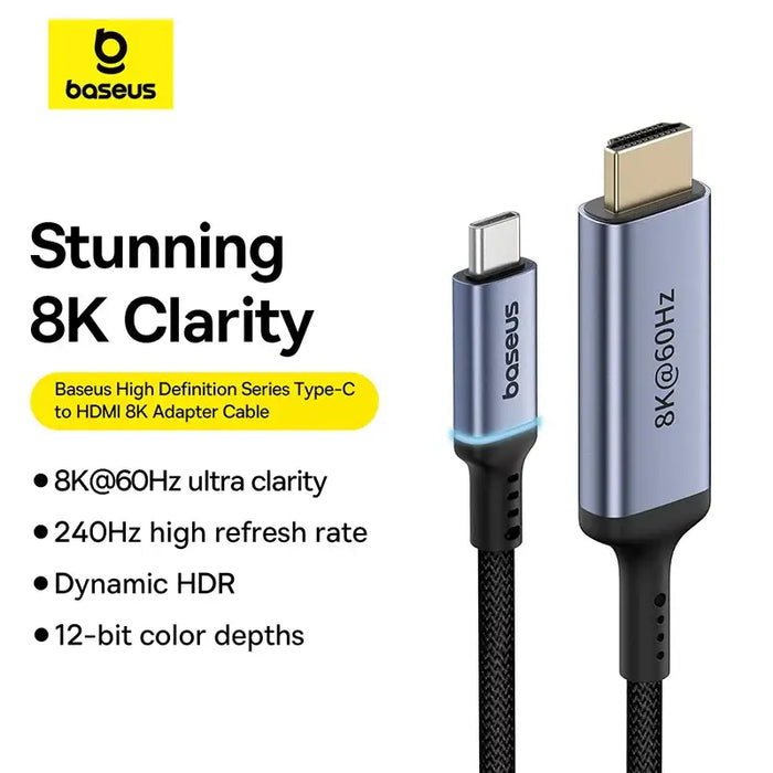 Кабел Baseus BS - OH064 8K@60Hz USB - C към HDMI 1.5m черен