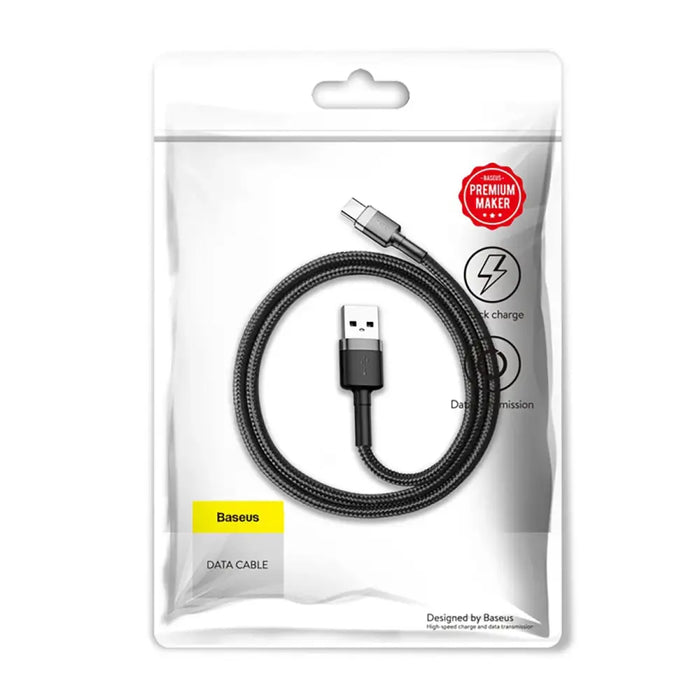 Кабел Baseus Cafule USB-A към USB-C QC 3.0 3A 0.5m черно-сив