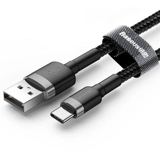 Кабел Baseus Cafule USB-A към USB-C QC 3.0 3A 0.5m черно-сив