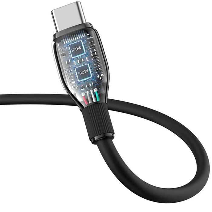 Кабел Baseus Pudding Series USB-C - USB-C 100W 1.2 м - Черен