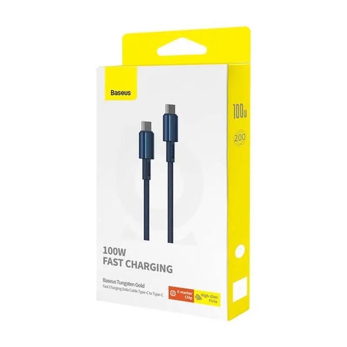 Кабел Baseus Tungsten Gold USB - C към USB - C 100W 2m син