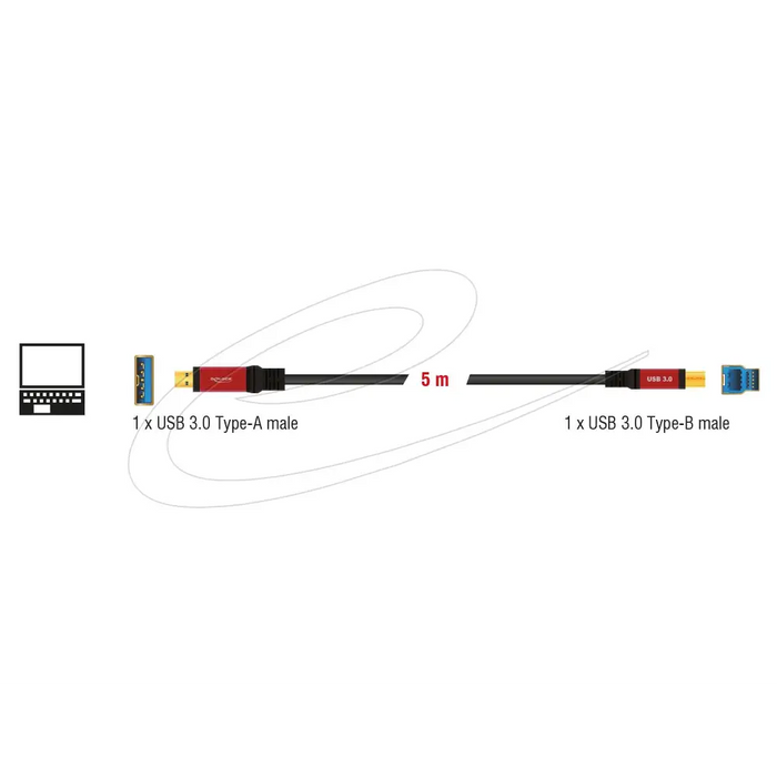 Кабел Delock USB-A 3.0 5Gbps мъжко - USB-B 5Gbps мъжко 5