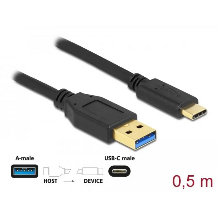 Кабел Delock USB-C мъжко - USB 3.2 A мъжко 0.5