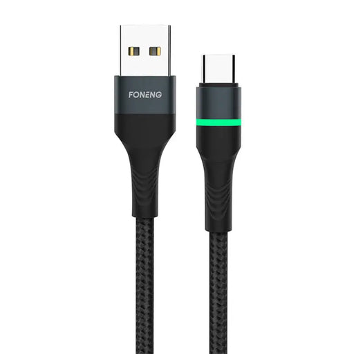 Кабел Foneng X79 USB към USB - C LED плетен 66W 1m черен