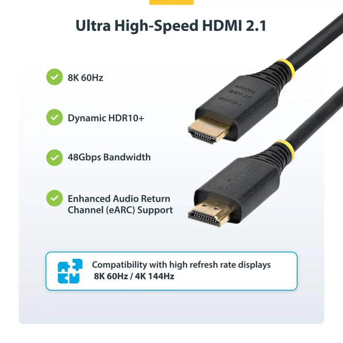 Кабел HDMI Startech HDMI21-CBL-8K60-3M Черен 3 m