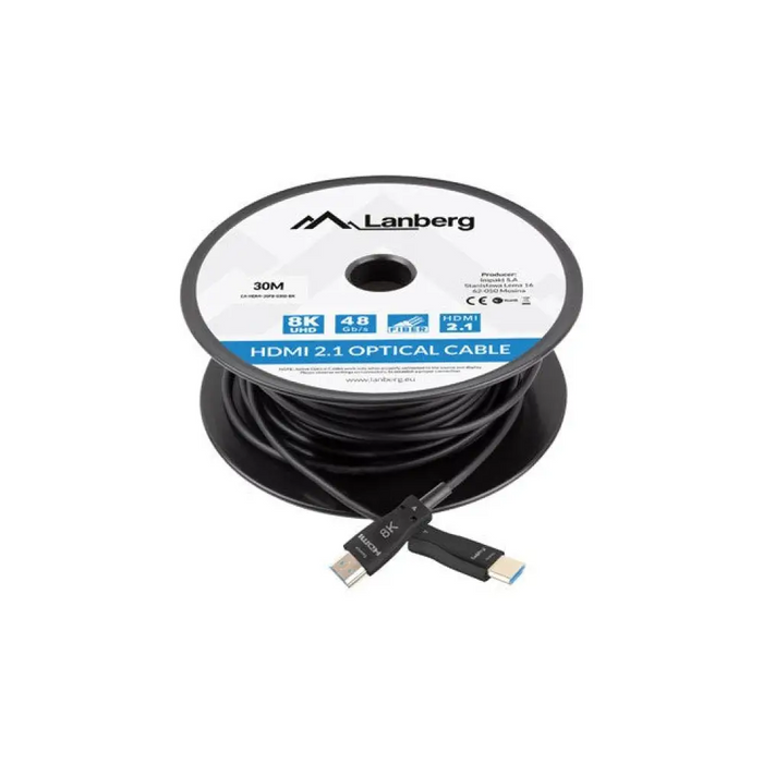 Кабел Lanberg HDMI M/M V2.1 30 м оптичен черен AOK