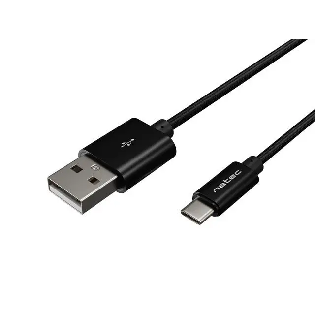 Кабел Natec USB-C(M) -> USB-A (M) 2.0 cable 1m. Black nylon