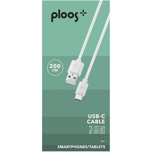 Кабел PLOOS USB-C 2 м бял