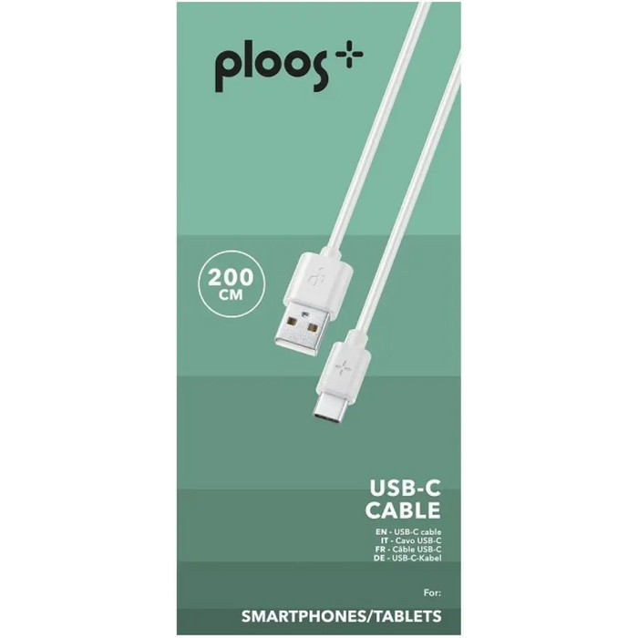 Кабел PLOOS USB-C 2 м бял