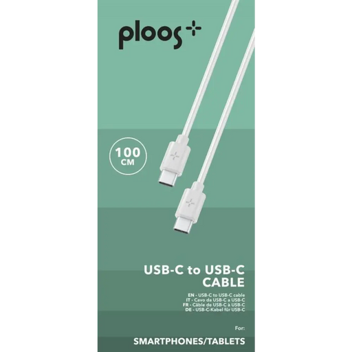 Кабел PLOOS USB-C към USB-C 1 м бял