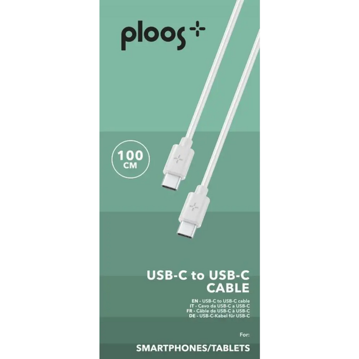 Кабел PLOOS USB-C към USB-C 1 м бял